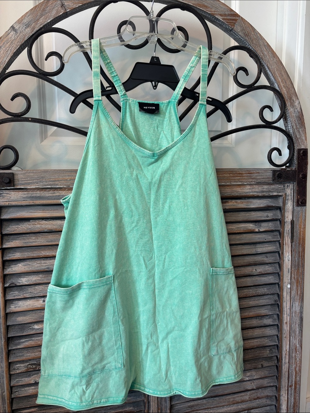 Heyson Mint Green Sleeveless Pocket romper